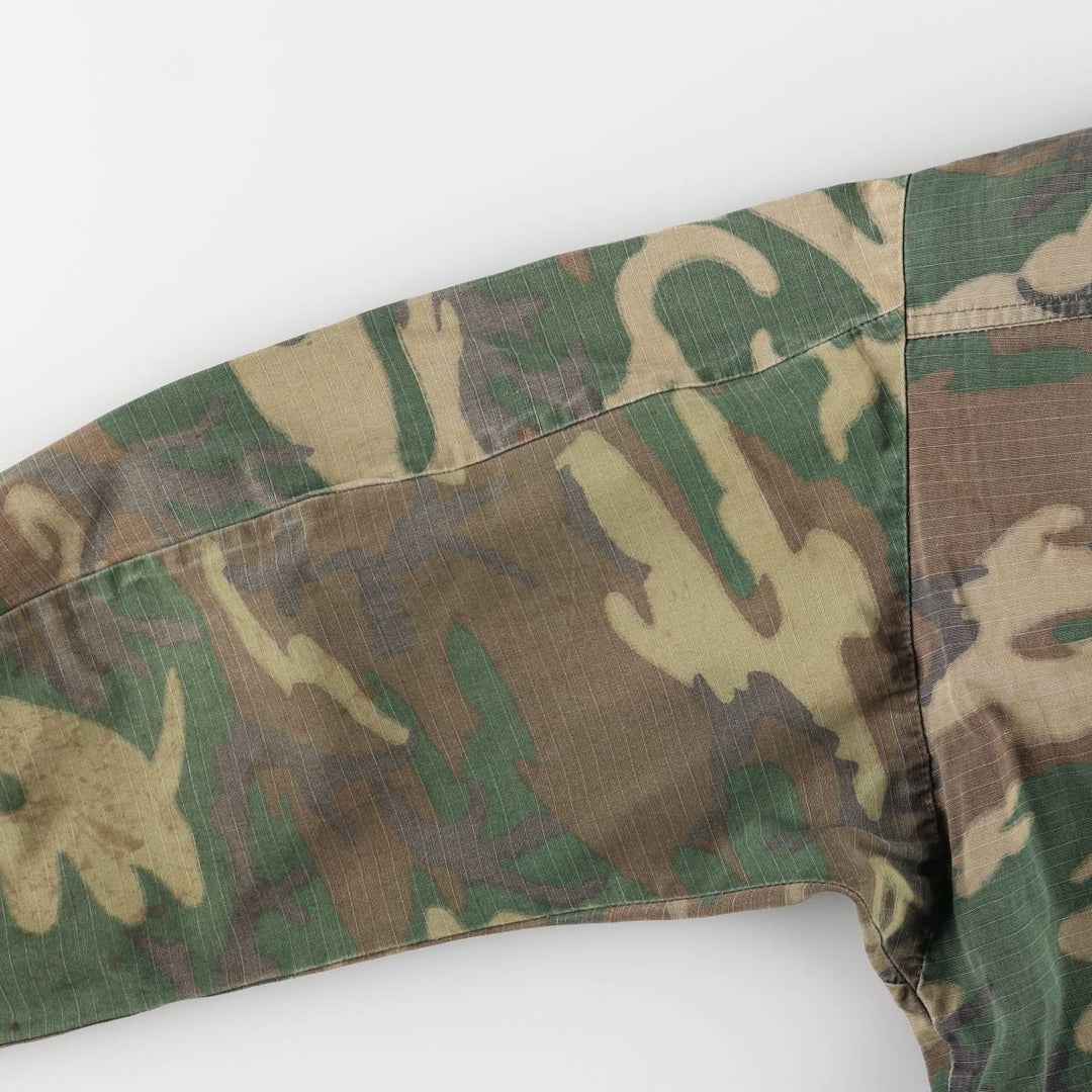 US Army Camouflage Pattern ERDL Green Leaf Camo Ripstop Stenciled BDU Military Jacket, Men's Size L unclear Khaki type Vintage Second Hand