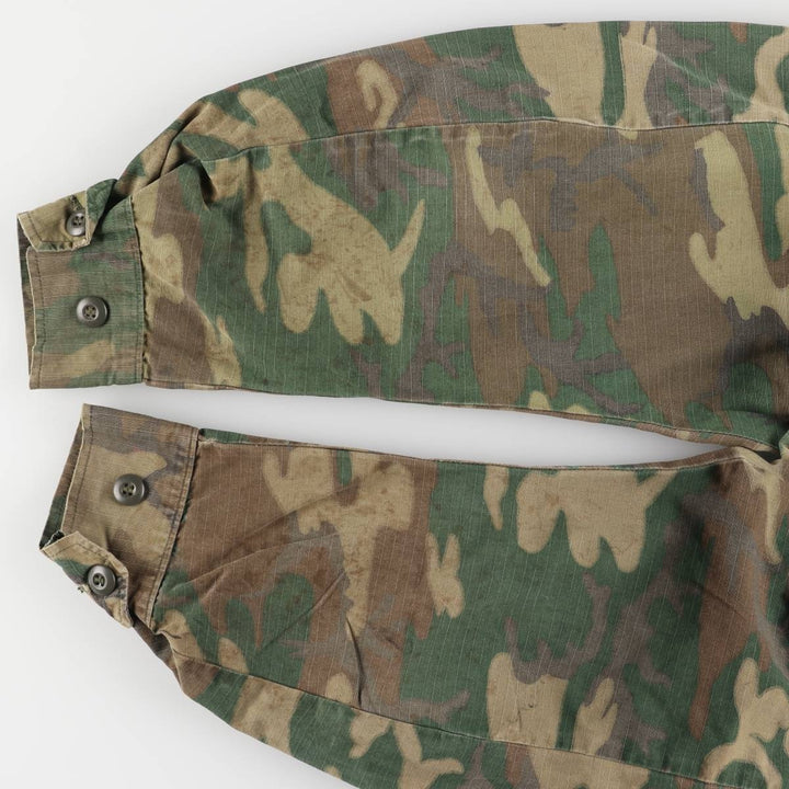 US Army Camouflage Pattern ERDL Green Leaf Camo Ripstop Stenciled BDU Military Jacket, Men's Size L unclear Khaki type Vintage Second Hand