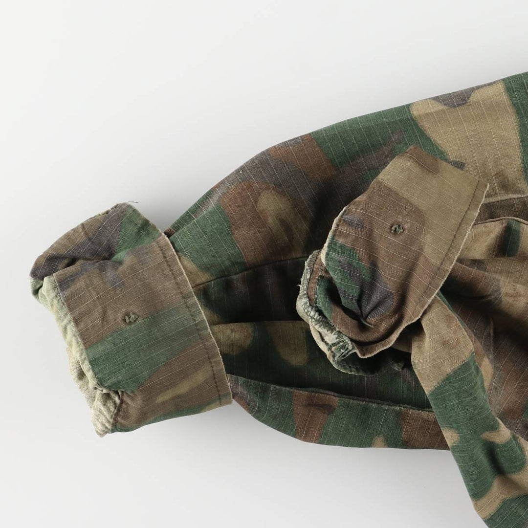 US Army Camouflage Pattern ERDL Green Leaf Camo Ripstop Stenciled BDU Military Jacket, Men's Size L unclear Khaki type Vintage Second Hand