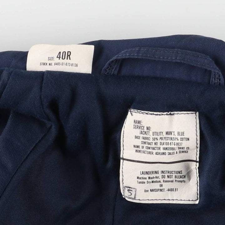 1980'S US Military Utility Jacket, Made in USA, Size 40R, Men's Medium, Vintage polyester navy blue type Vintage Second Hand