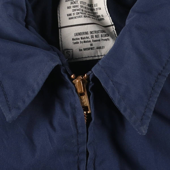 1980'S US Military Utility Jacket, Made in USA, Size 40R, Men's Medium, Vintage polyester navy blue type Vintage Second Hand