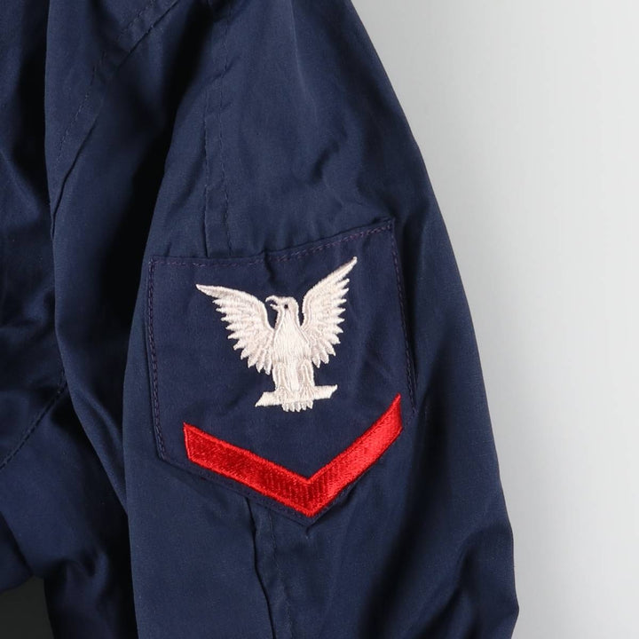 1980'S US Military Utility Jacket, Made in USA, Size 40R, Men's Medium, Vintage polyester navy blue type Vintage Second Hand