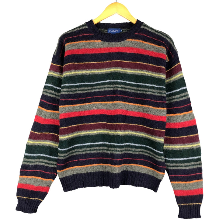 J.Crew Multi-Border Wool Knit Sweater, Men's Size Medium wool multicolor Vintage Second Hand