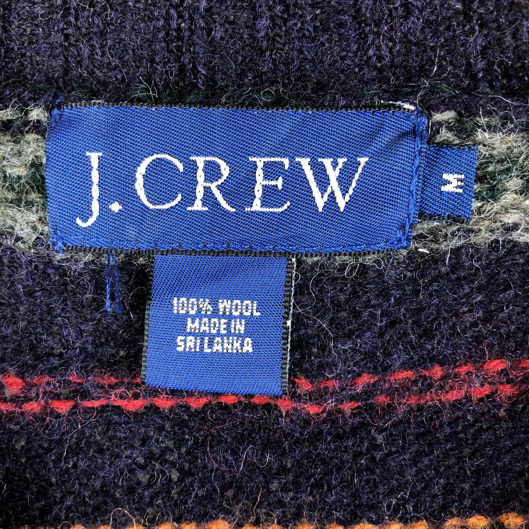 J.Crew Multi-Border Wool Knit Sweater, Men's Size Medium wool multicolor Vintage Second Hand