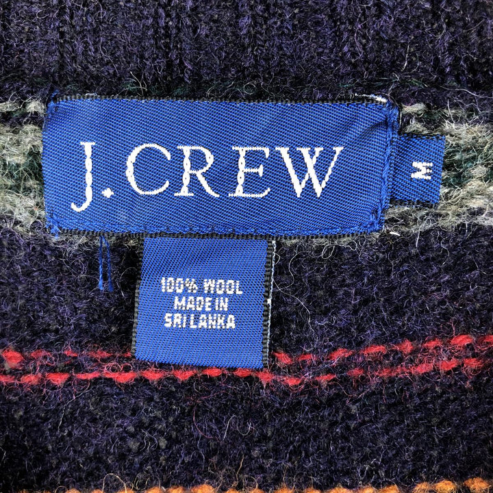 J.Crew Multi-Border Wool Knit Sweater, Men's Size Medium wool multicolor Vintage Second Hand