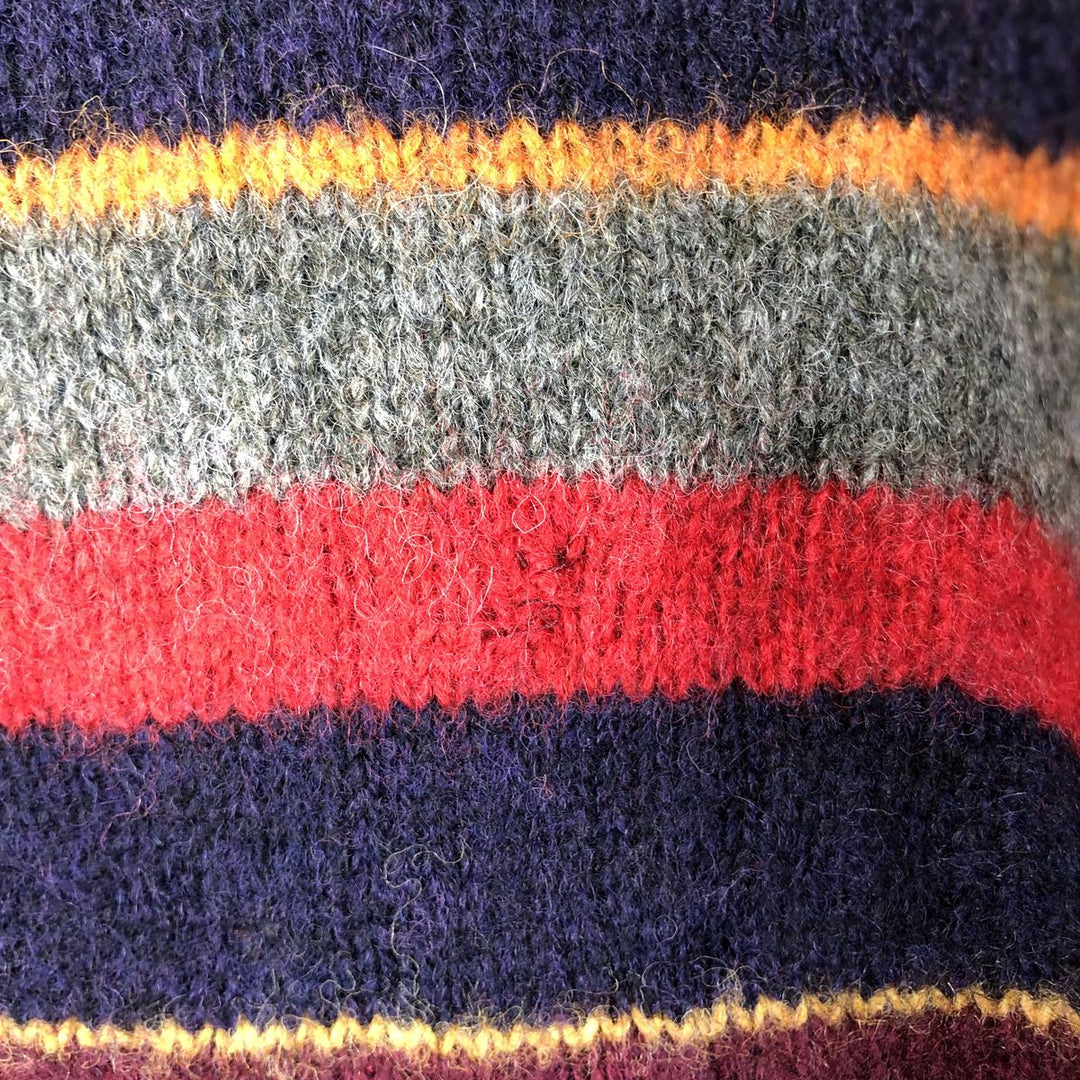 J.Crew Multi-Border Wool Knit Sweater, Men's Size Medium wool multicolor Vintage Second Hand