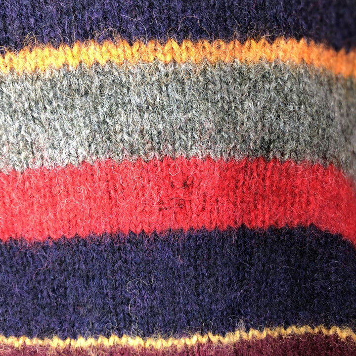 J.Crew Multi-Border Wool Knit Sweater, Men's Size Medium wool multicolor Vintage Second Hand