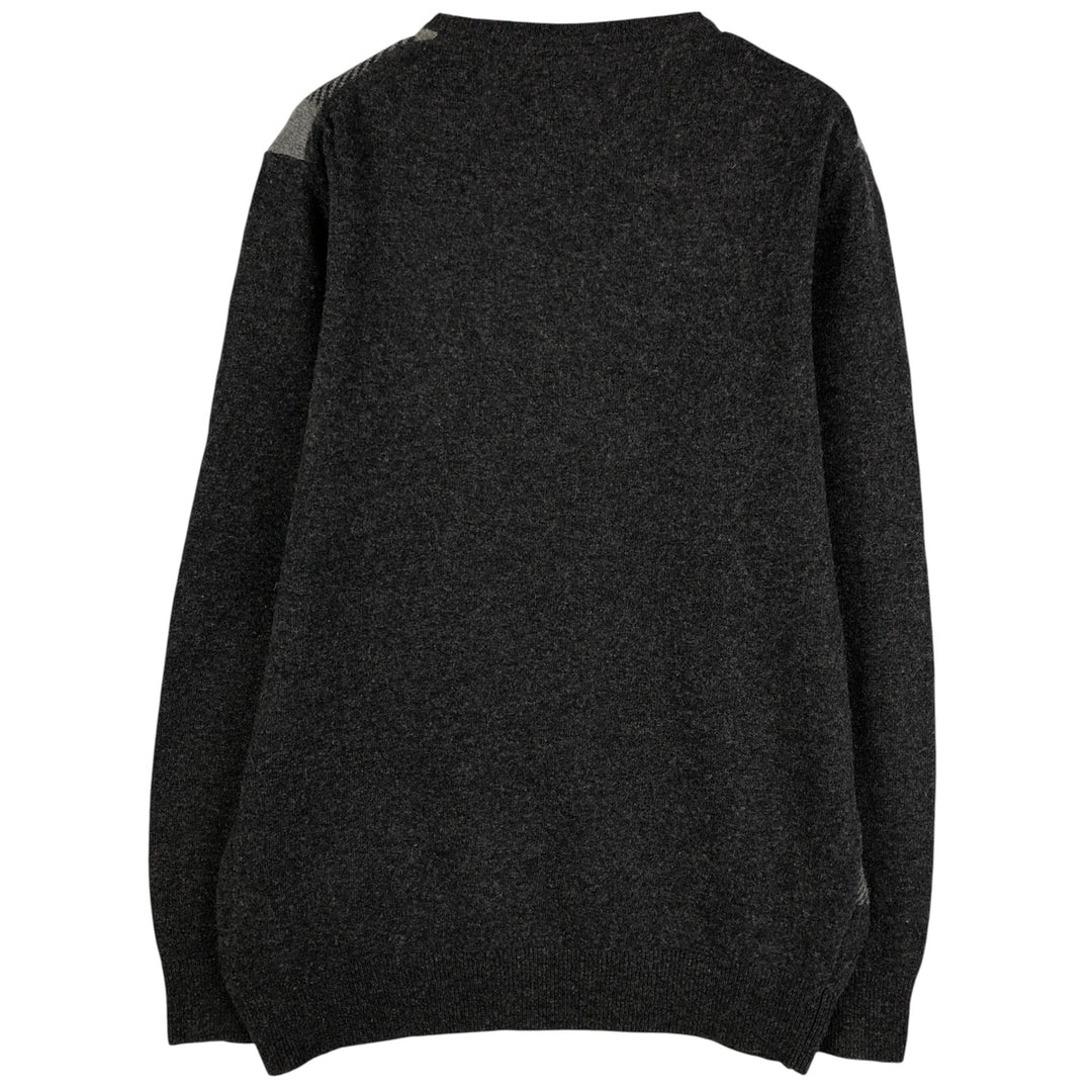 Barbour Check Pattern Wool Knit Sweater, Men's Size M wool Charcoal Vintage Second Hand