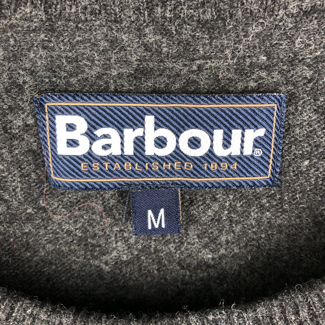 Barbour Check Pattern Wool Knit Sweater, Men's Size M wool Charcoal Vintage Second Hand