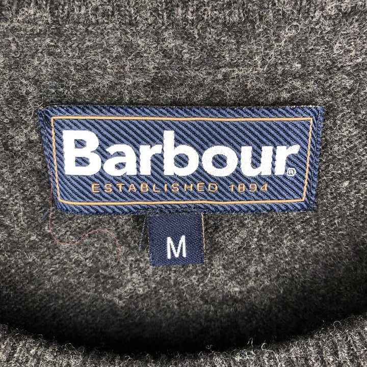 Barbour Check Pattern Wool Knit Sweater, Men's Size M wool Charcoal Vintage Second Hand