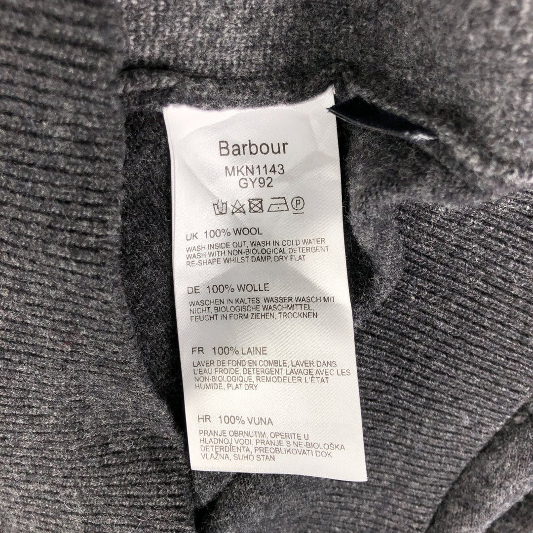 Barbour Check Pattern Wool Knit Sweater, Men's Size M wool Charcoal Vintage Second Hand
