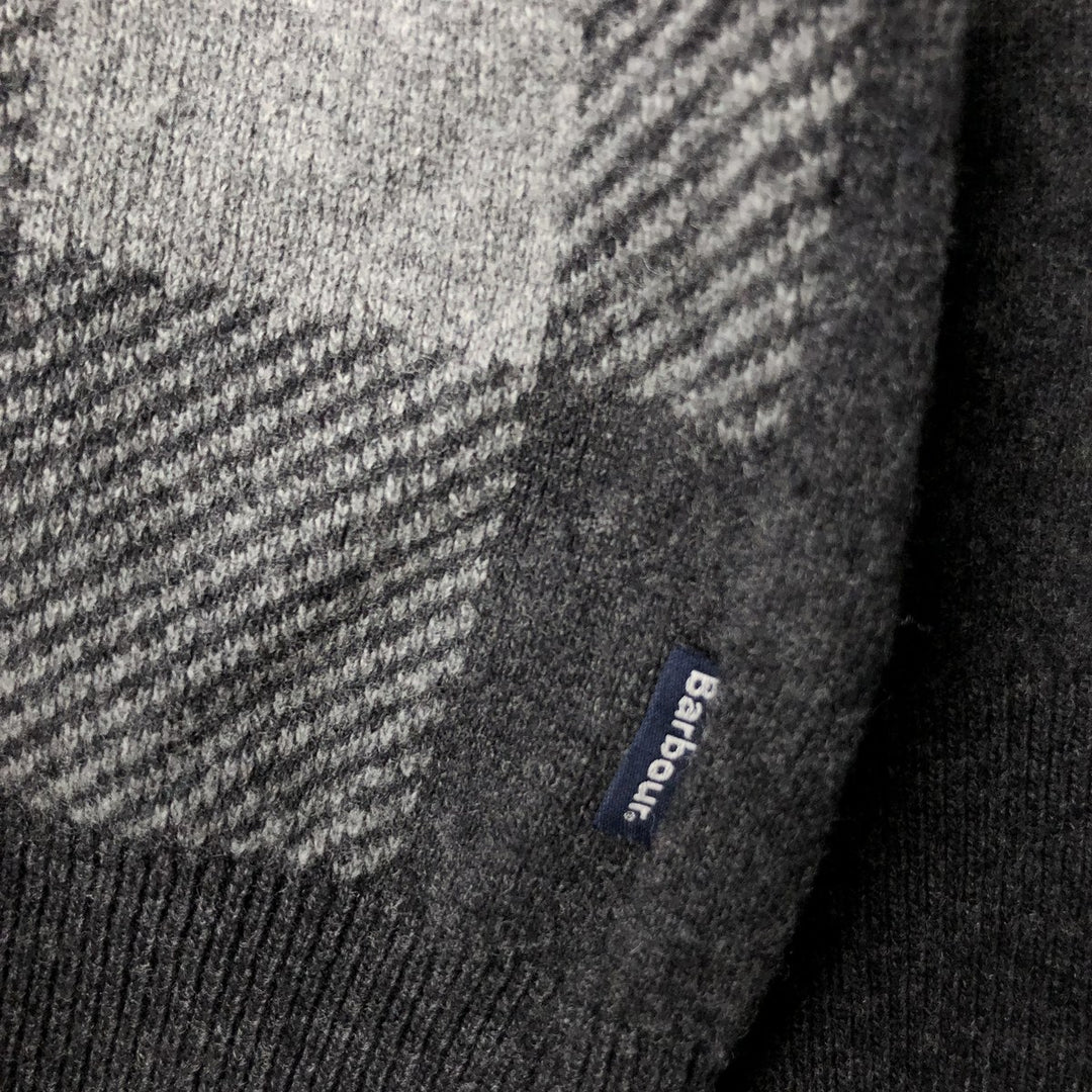 Barbour Check Pattern Wool Knit Sweater, Men's Size M wool Charcoal Vintage Second Hand
