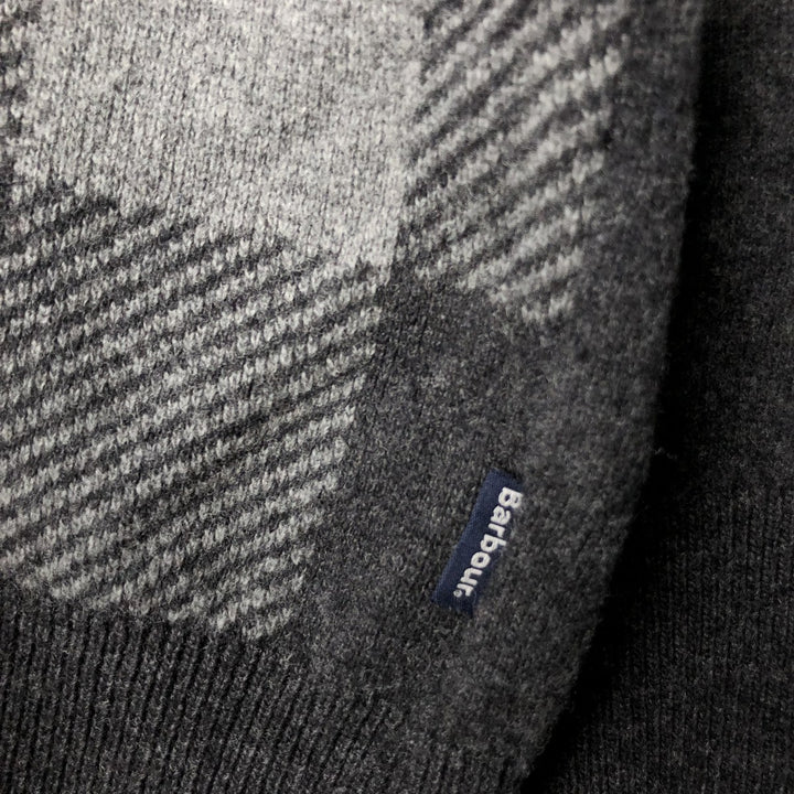 Barbour Check Pattern Wool Knit Sweater, Men's Size M wool Charcoal Vintage Second Hand
