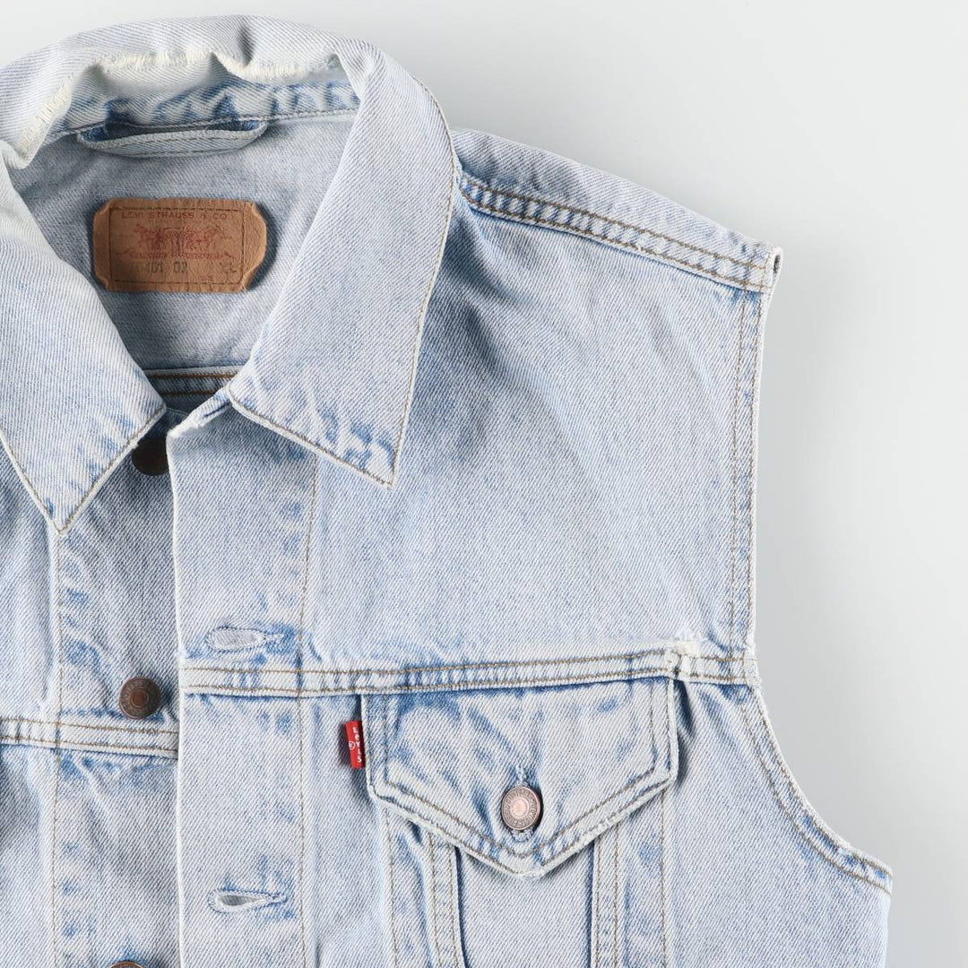 90'S Vintage Levi's Denim Vest (70401-0283) Men's Size XL cotton blue type Vintage Second Hand