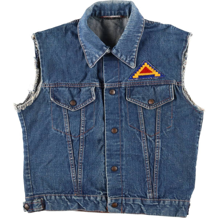 Vintage 1970'S Trailmaster studded cut-off denim vest, size M, men's unclear blue type Vintage Second Hand