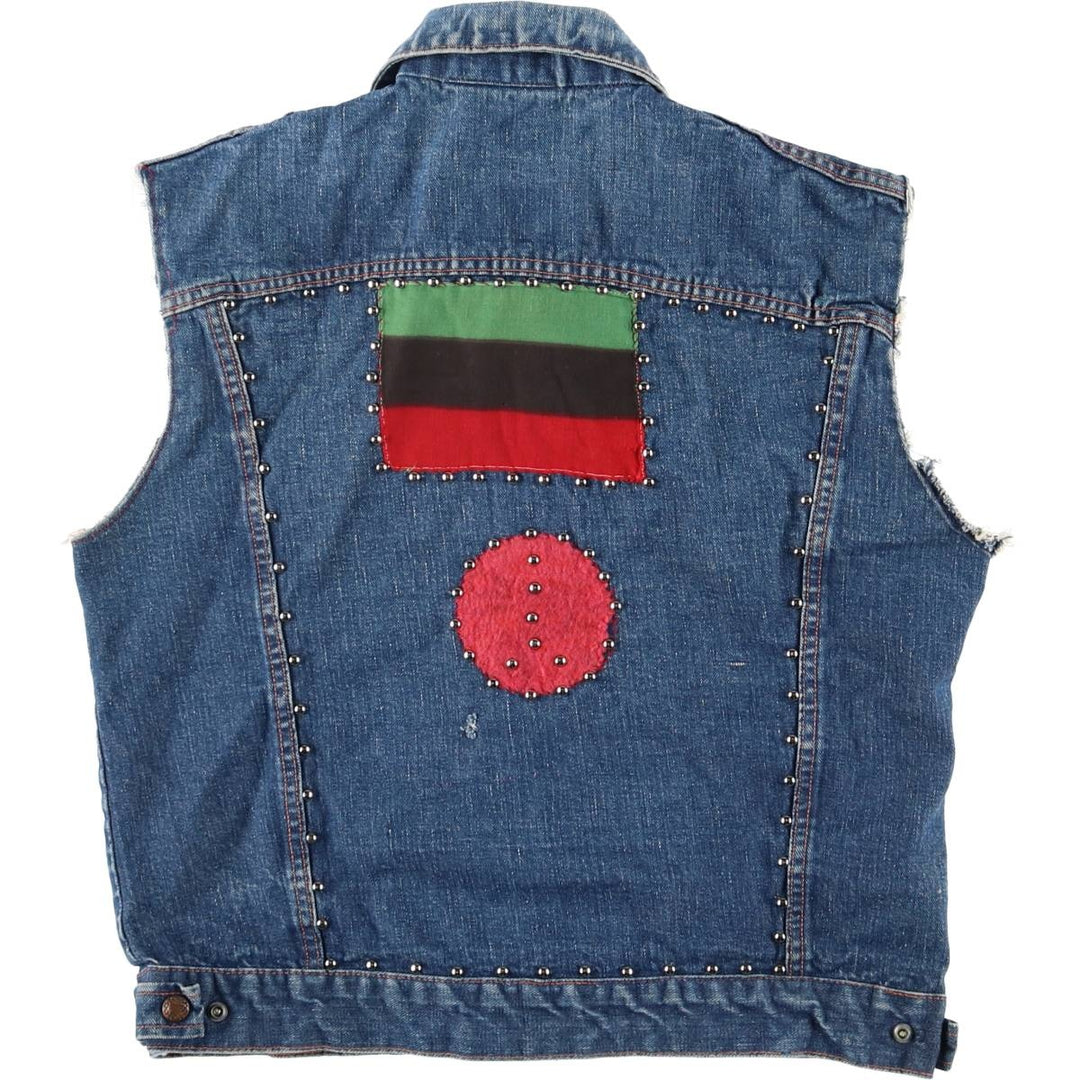 Vintage 1970'S Trailmaster studded cut-off denim vest, size M, men's unclear blue type Vintage Second Hand
