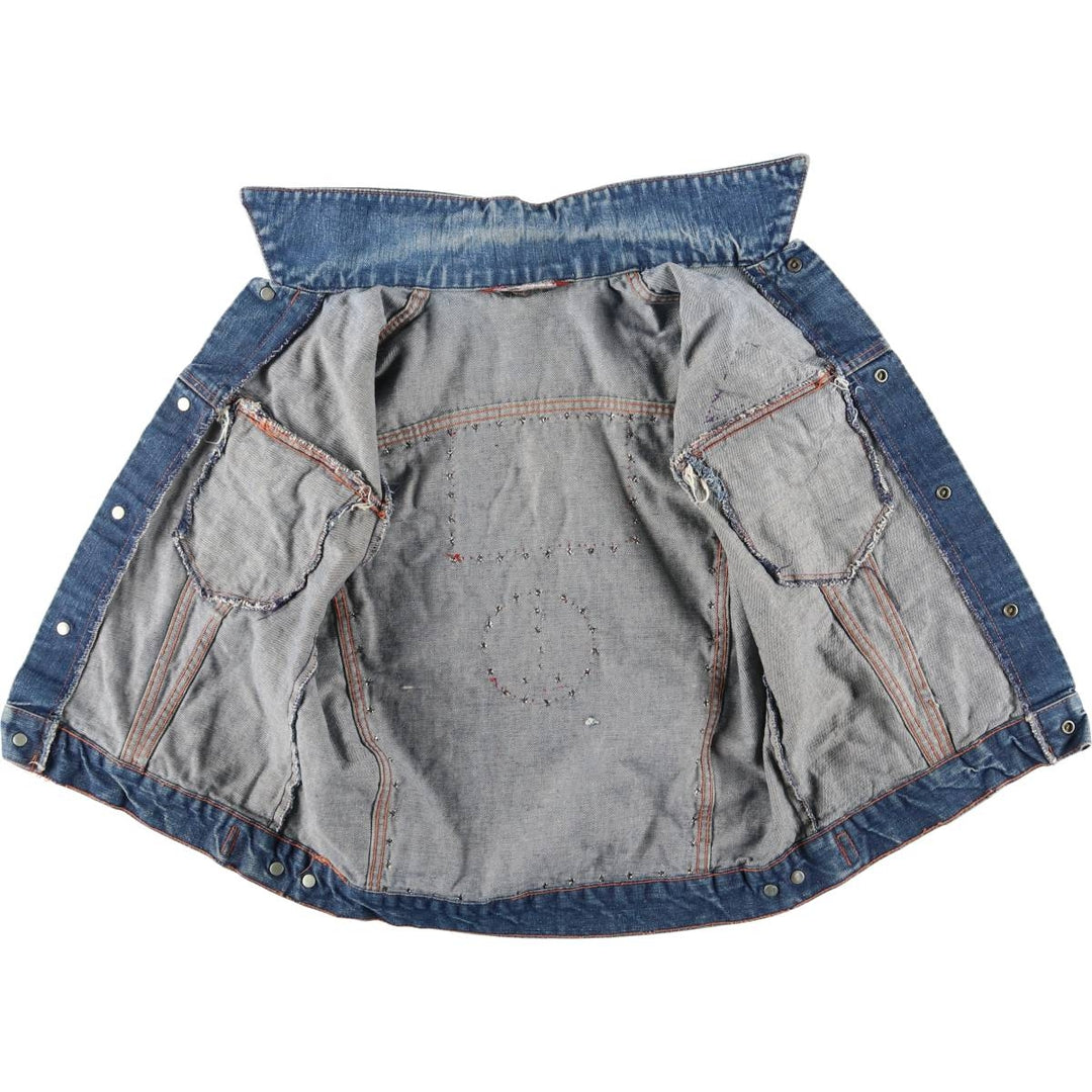 Vintage 1970'S Trailmaster studded cut-off denim vest, size M, men's unclear blue type Vintage Second Hand