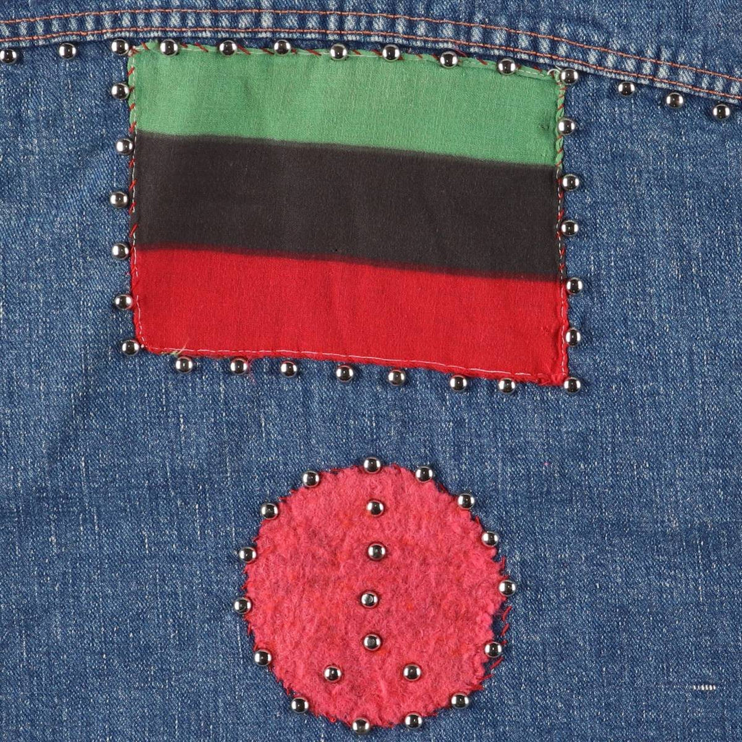 Vintage 1970'S Trailmaster studded cut-off denim vest, size M, men's unclear blue type Vintage Second Hand