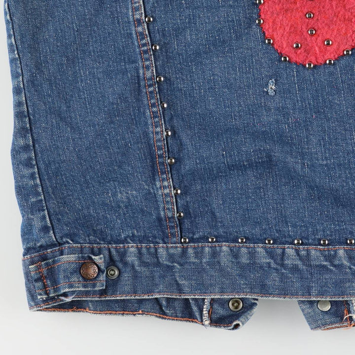 Vintage 1970'S Trailmaster studded cut-off denim vest, size M, men's unclear blue type Vintage Second Hand