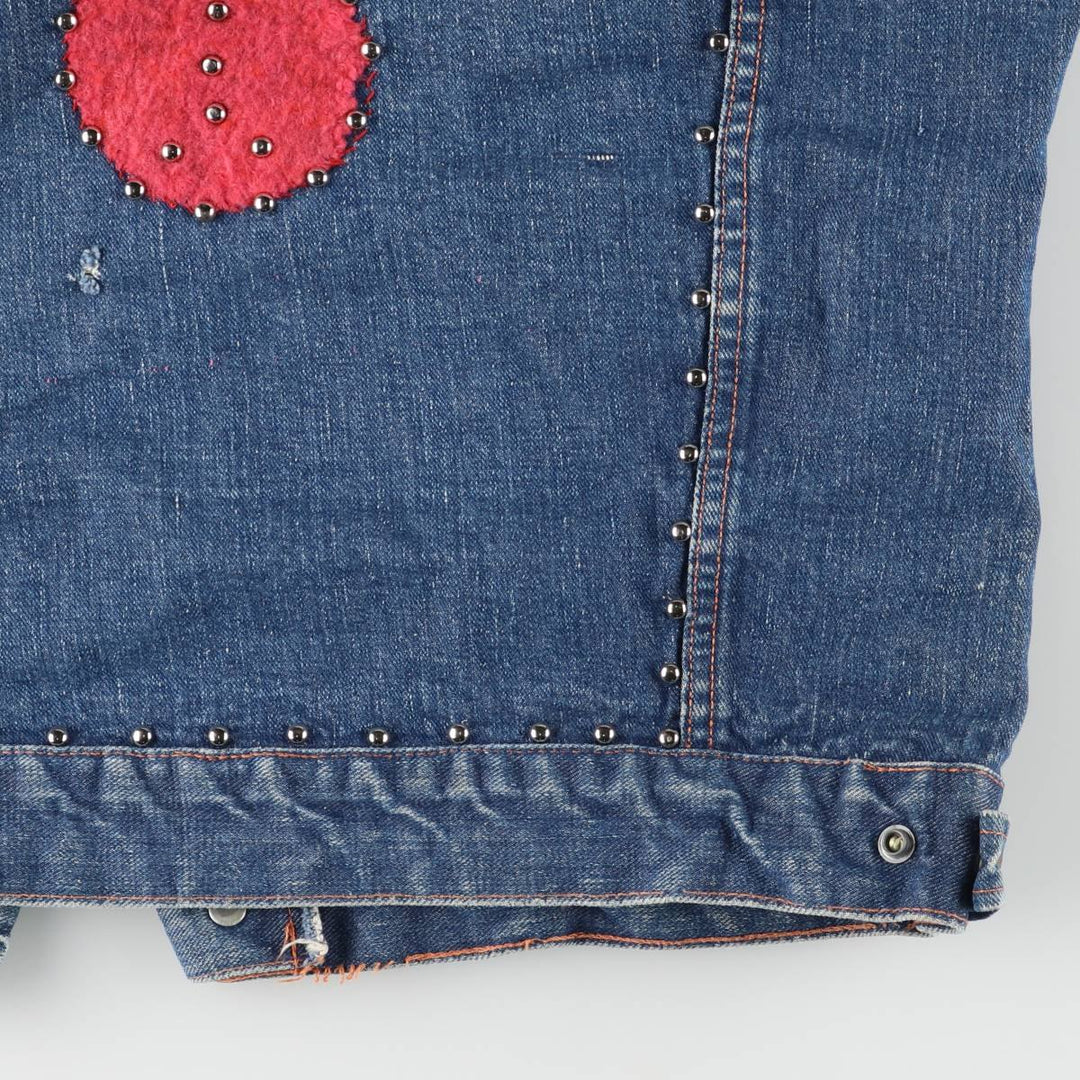 Vintage 1970'S Trailmaster studded cut-off denim vest, size M, men's unclear blue type Vintage Second Hand