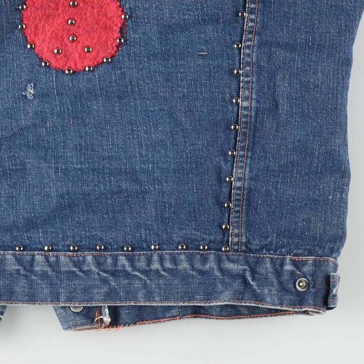 Vintage 1970'S Trailmaster studded cut-off denim vest, size M, men's unclear blue type Vintage Second Hand