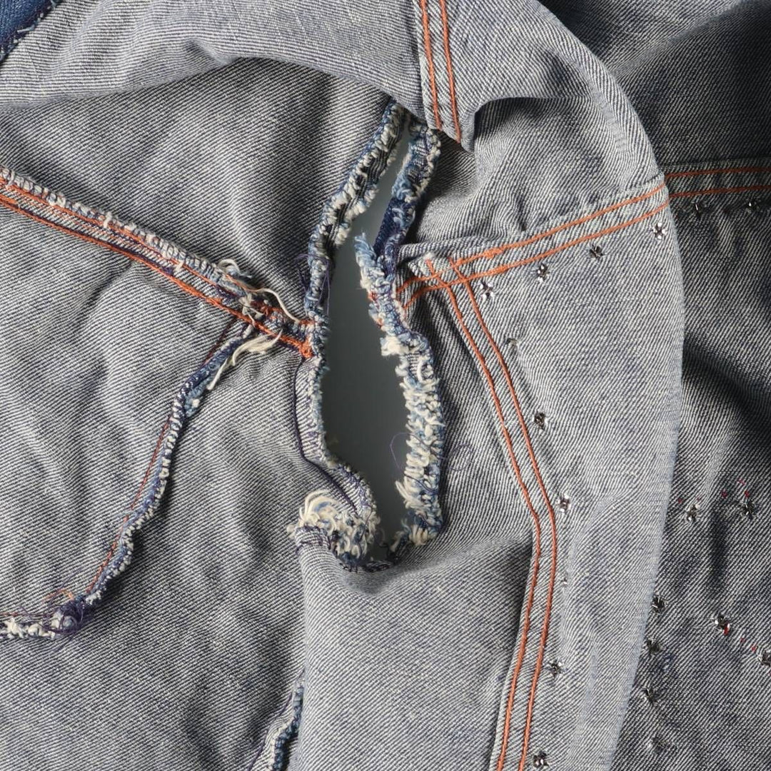 Vintage 1970'S Trailmaster studded cut-off denim vest, size M, men's unclear blue type Vintage Second Hand