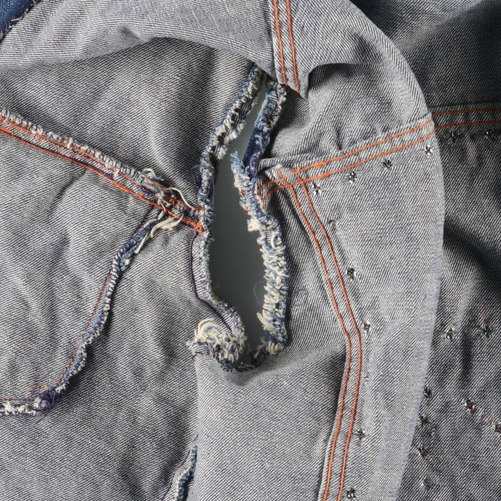 Vintage 1970'S Trailmaster studded cut-off denim vest, size M, men's unclear blue type Vintage Second Hand