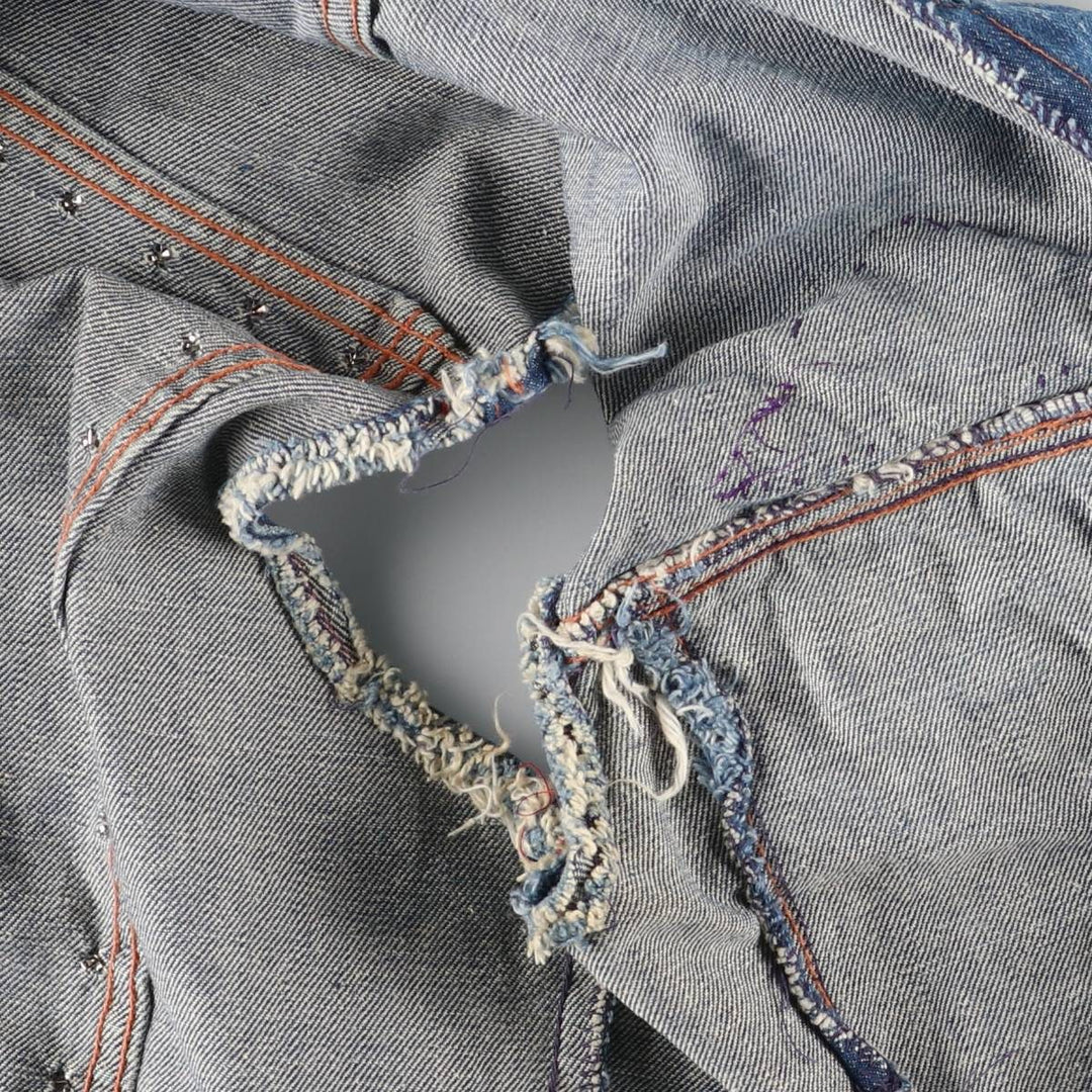 Vintage 1970'S Trailmaster studded cut-off denim vest, size M, men's unclear blue type Vintage Second Hand