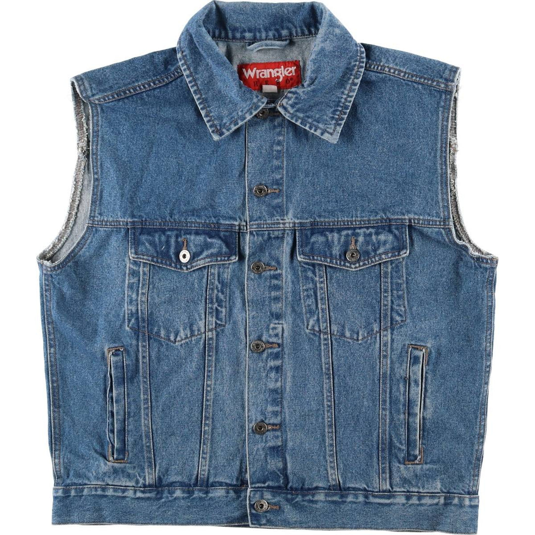 Vintage 90'S Wrangler HERO denim vest, size L, men's unclear blue type Vintage Second Hand