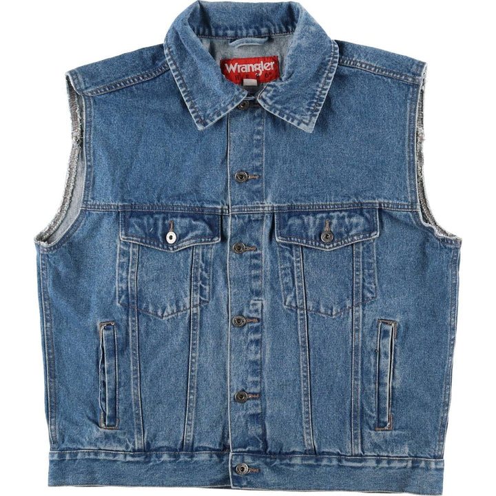 Vintage 90'S Wrangler HERO denim vest, size L, men's unclear blue type Vintage Second Hand