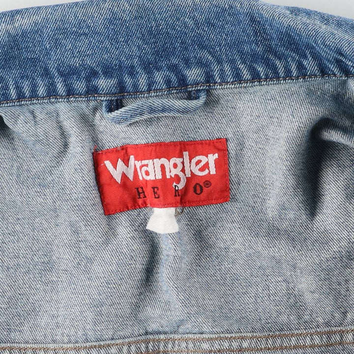 Vintage 90'S Wrangler HERO denim vest, size L, men's unclear blue type Vintage Second Hand