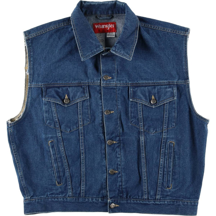 Wrangler HERO Cut-Off Denim Vest, Men's XL cotton blue type Vintage Second Hand