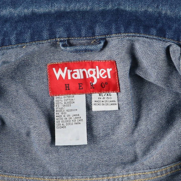 Wrangler HERO Cut-Off Denim Vest, Men's XL cotton blue type Vintage Second Hand
