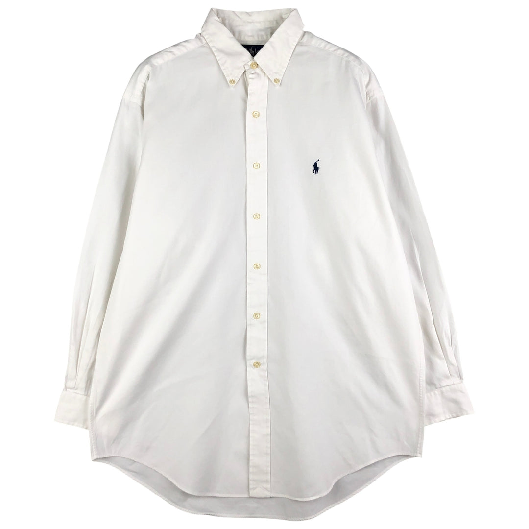 Ralph Lauren YARMOUTH long sleeve button down shirt, men's size L cotton white type Vintage Second Hand
