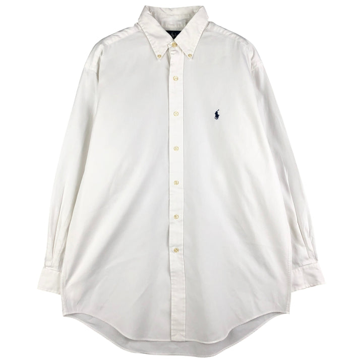 Ralph Lauren YARMOUTH long sleeve button down shirt, men's size L cotton white type Vintage Second Hand