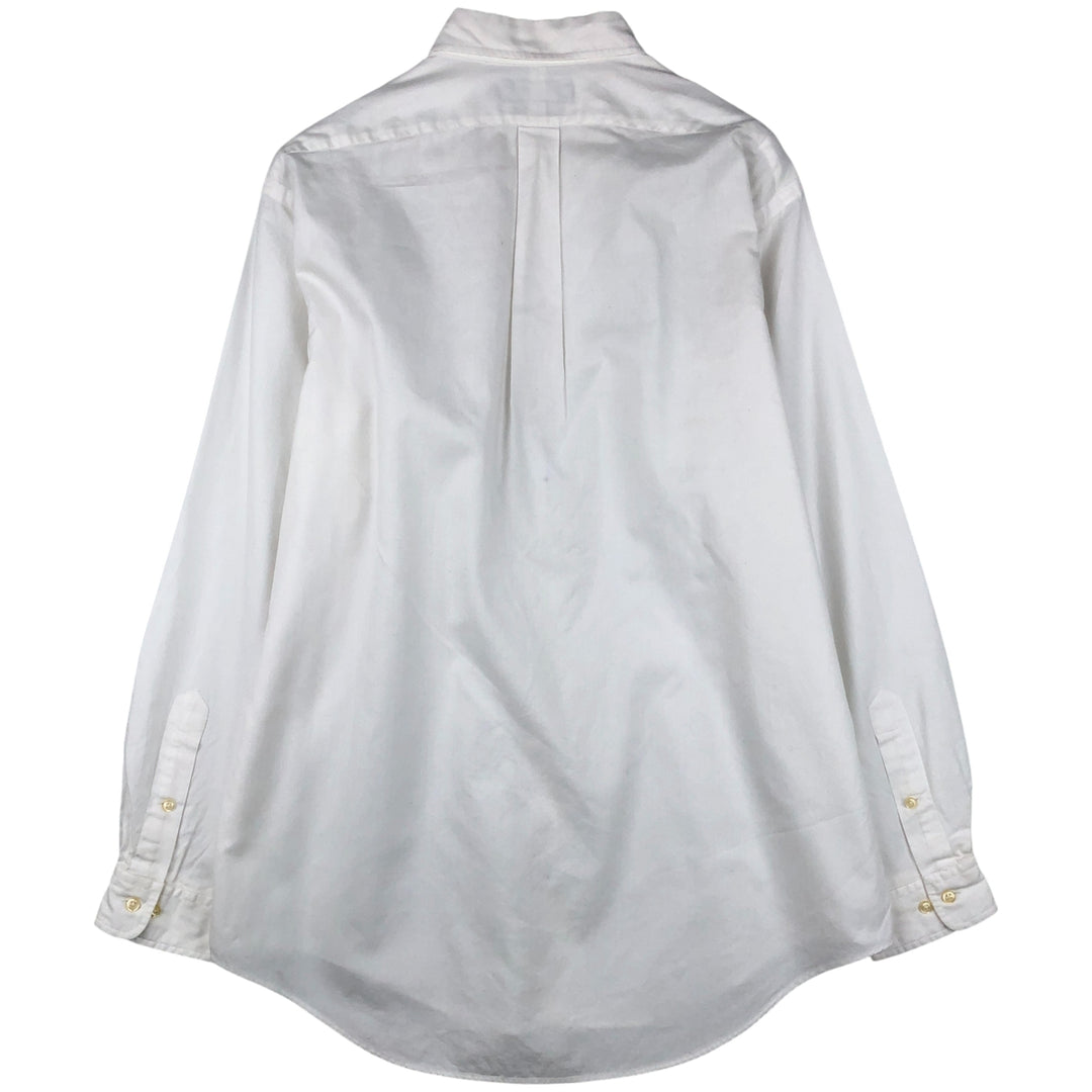 Ralph Lauren YARMOUTH herringbone long-sleeved button-down shirt, men's size L cotton white type Vintage Second Hand