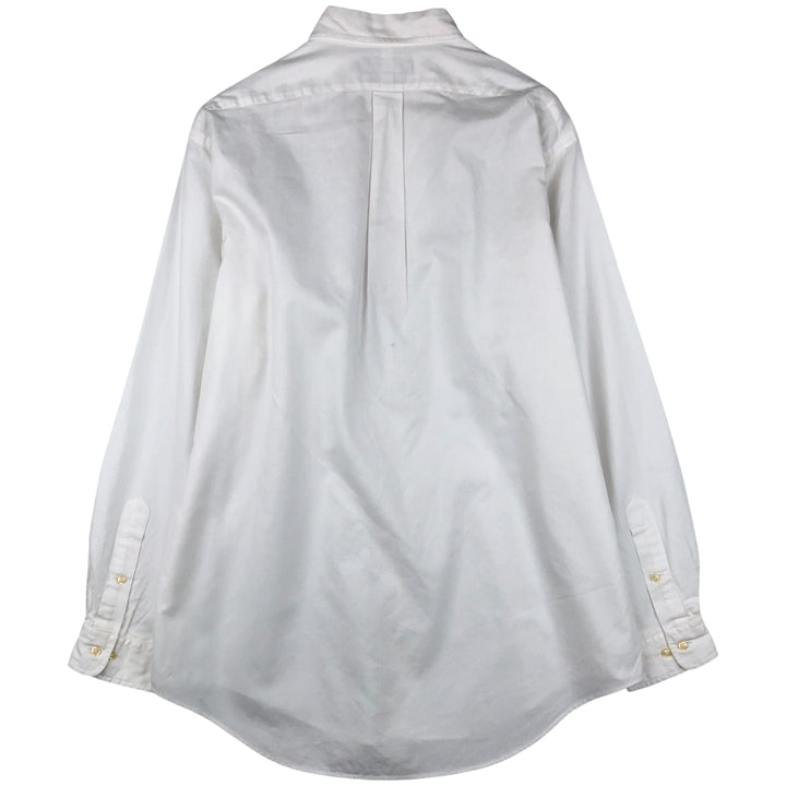 Ralph Lauren YARMOUTH herringbone long-sleeved button-down shirt, men's size L cotton white type Vintage Second Hand
