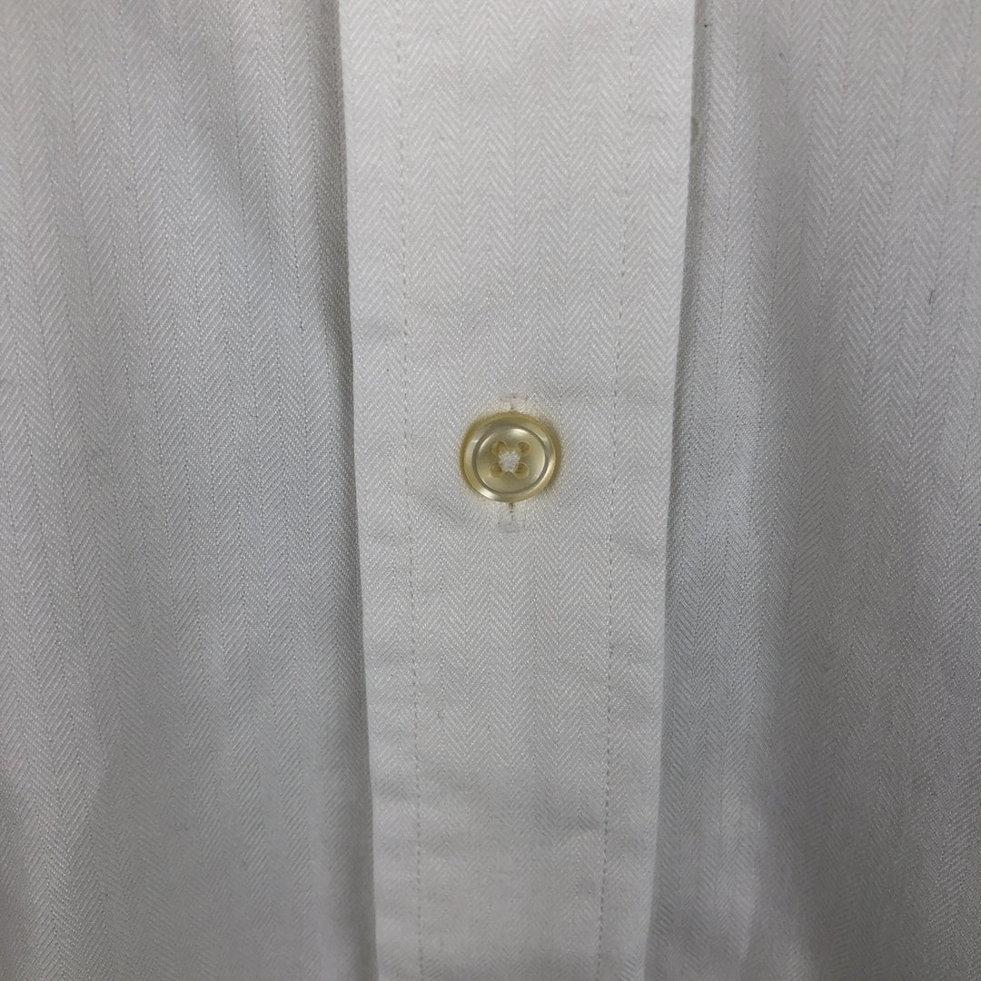 Ralph Lauren YARMOUTH herringbone long-sleeved button-down shirt, men's size L cotton white type Vintage Second Hand