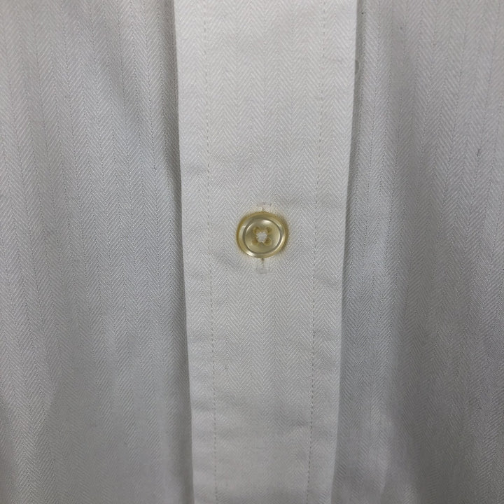 Ralph Lauren YARMOUTH herringbone long-sleeved button-down shirt, men's size L cotton white type Vintage Second Hand