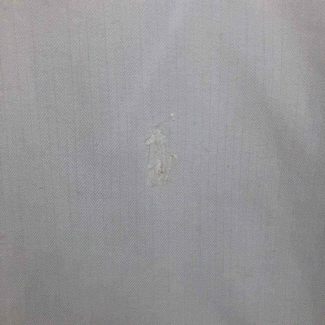 Ralph Lauren YARMOUTH herringbone long-sleeved button-down shirt, men's size L cotton white type Vintage Second Hand