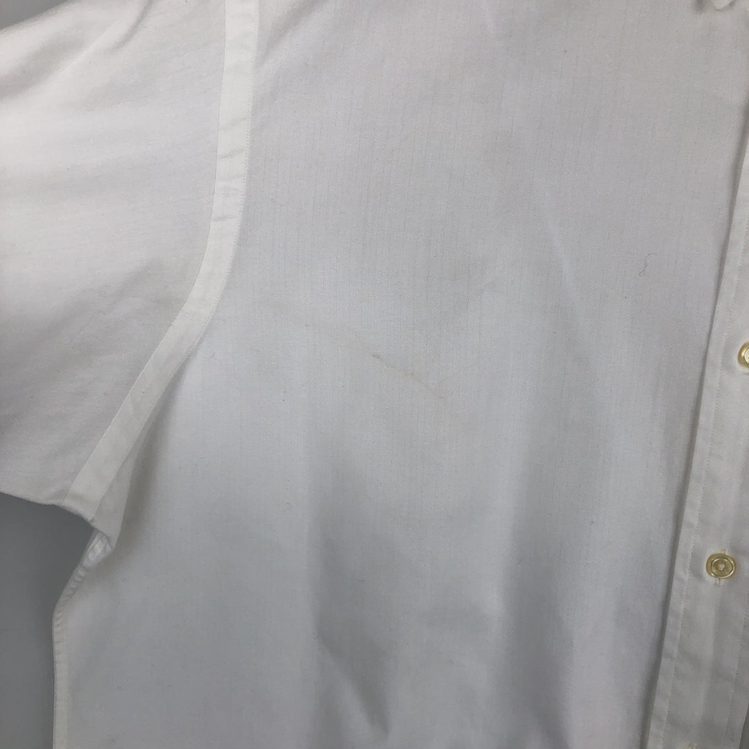 Ralph Lauren YARMOUTH herringbone long-sleeved button-down shirt, men's size L cotton white type Vintage Second Hand