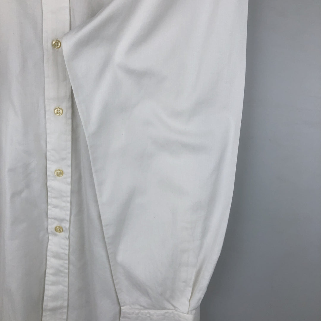 Ralph Lauren YARMOUTH herringbone long-sleeved button-down shirt, men's size L cotton white type Vintage Second Hand