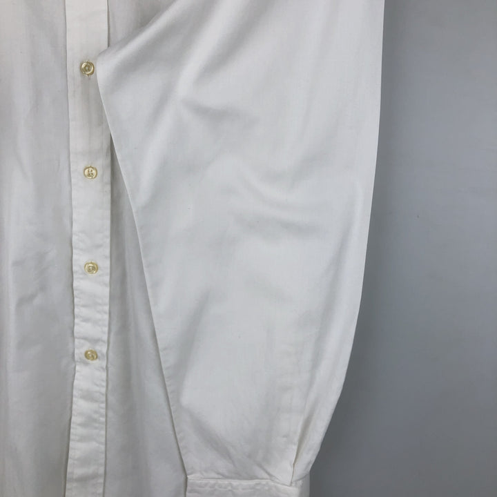 Ralph Lauren YARMOUTH herringbone long-sleeved button-down shirt, men's size L cotton white type Vintage Second Hand