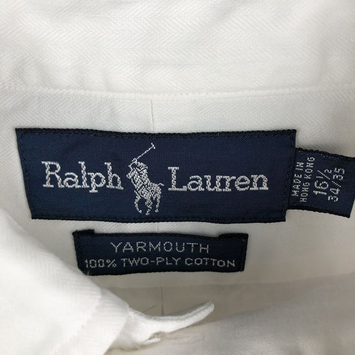 Ralph Lauren YARMOUTH long sleeve button down shirt, men's size L cotton white type Vintage Second Hand