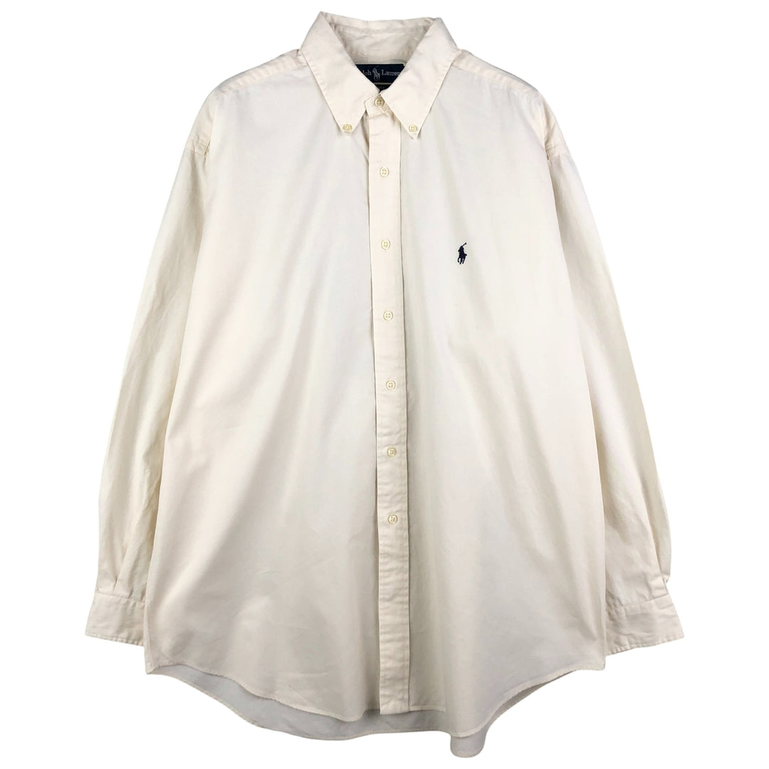 Ralph Lauren BLAKE long sleeve button down shirt, men's size L cotton unbleached Vintage Second Hand