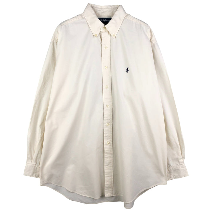 Ralph Lauren BLAKE long sleeve button down shirt, men's size L cotton unbleached Vintage Second Hand