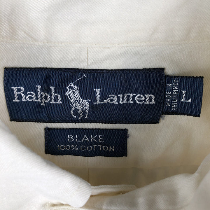 Ralph Lauren BLAKE long sleeve button down shirt, men's size L cotton unbleached Vintage Second Hand