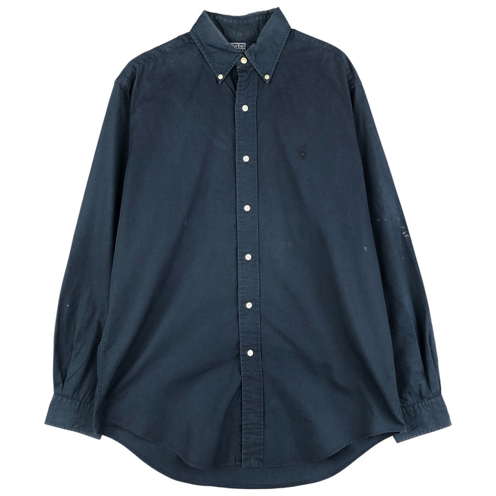 Ralph Lauren POLO by Ralph Lauren YARMOUTH long sleeve button down shirt, men's size M cotton navy blue type Vintage Second Hand