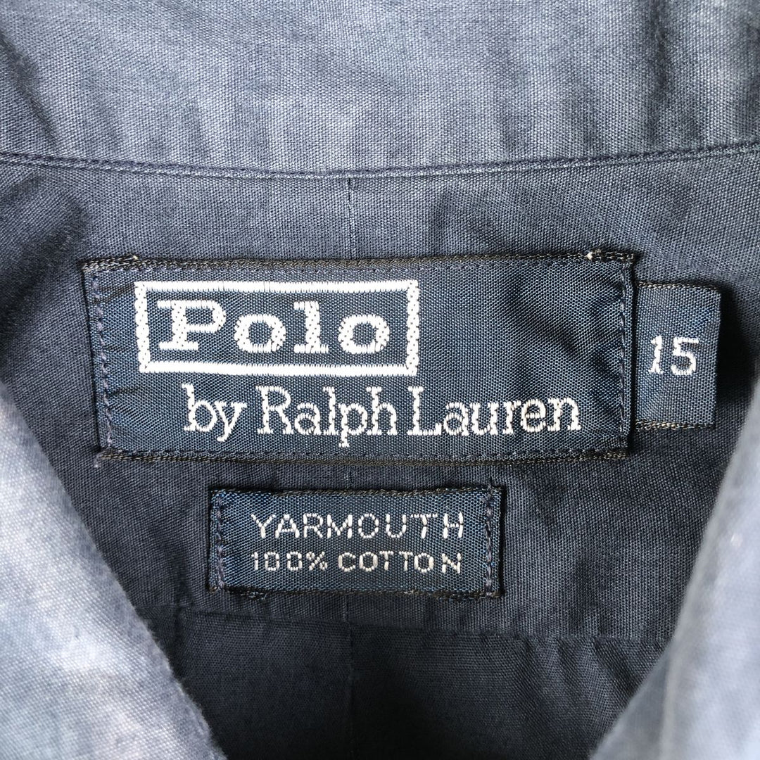 Ralph Lauren POLO by Ralph Lauren YARMOUTH long sleeve button down shirt, men's size M cotton navy blue type Vintage Second Hand