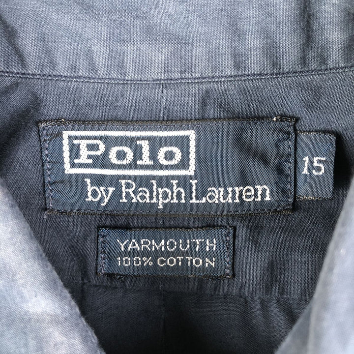 Ralph Lauren POLO by Ralph Lauren YARMOUTH long sleeve button down shirt, men's size M cotton navy blue type Vintage Second Hand